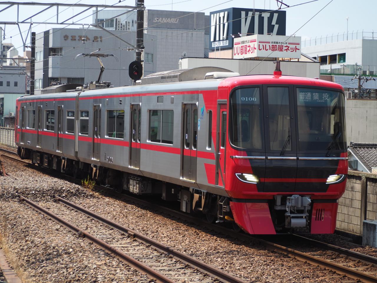 名鉄三河線を新型車両9100系が走る